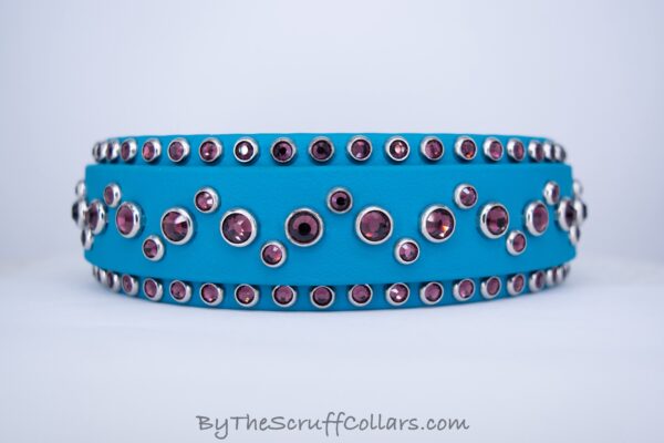 13-15" Ziggler 1.5" collar Turquoise/Turquoise w/Nickel Hardware 1" Buckle