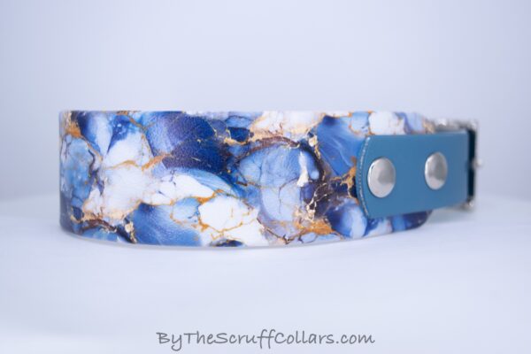 13.5-15.5" Blue Marble 1.5" UV Print/Petrol w/Nickel Hardware 1" Taper