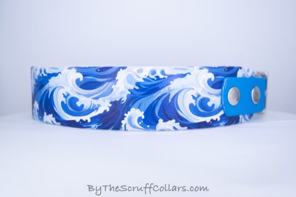 17.5-19.5" Waves 1.5" UV Print/Azure w/Nickel Hardware 1" Taper