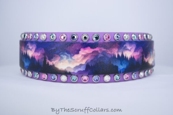 12-14" Northern Lights Multicolor UV Print/Lilac 1.5" w/Nickel Hardware