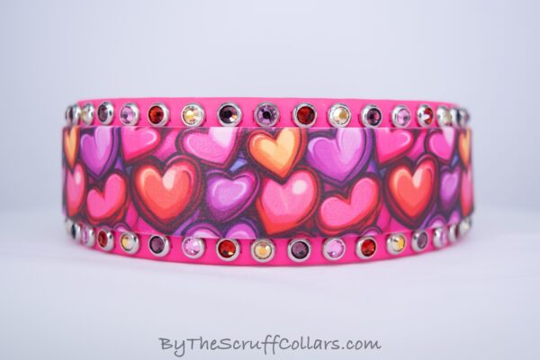 12-14" V-day Hearts UV Print/Hot Pink 1.5" w/Nickel Hardware