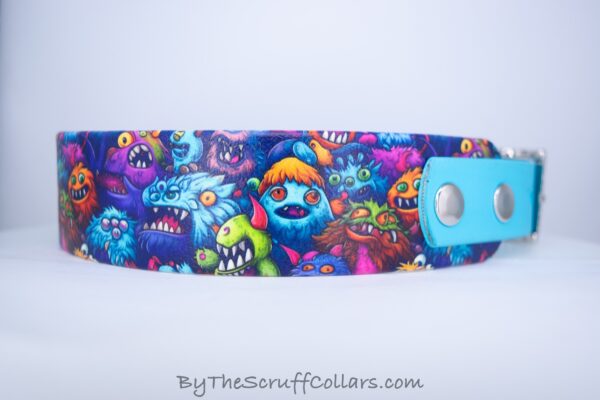 16.5-18.5" Party Monsters 1.5" UV Print/Light Blue w/Nickel Hardware 1" Taper