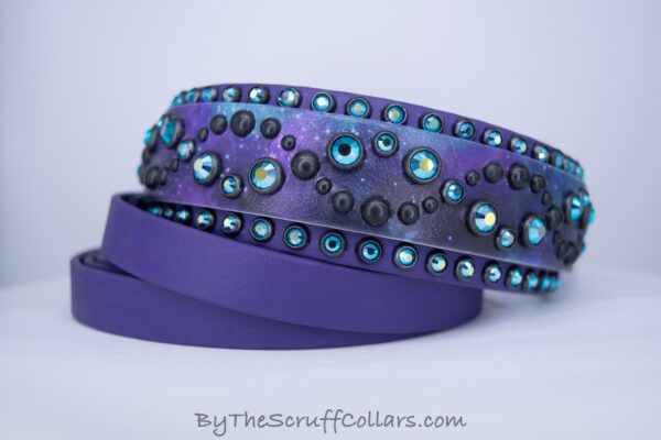 13.5-16.5" Riptide Design on Galactica UV Print/Purple 1.5" French Martingale w/Black Hardware