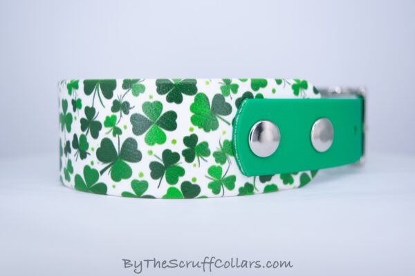 11.5-13.5" Green Clovers 1.5" UV Print/Emerald w/Nickel Hardware 1" Taper