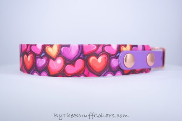 13.5-15.5" V-day Hearts UV Print/Lilac w/Rose Gold Hardware 5/8" Taper