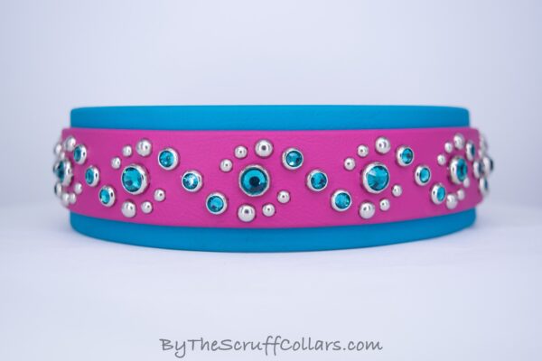 15-17" Unity 1.5" collar Magenta/Turquoise w/Nickel Hardware 1" Buckle