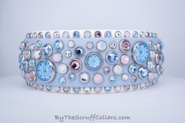 12.5-14.5" Circus 1989 coded 2" Collar Pastel Blue/White w/Nickel Hardware 1.5" Buckle