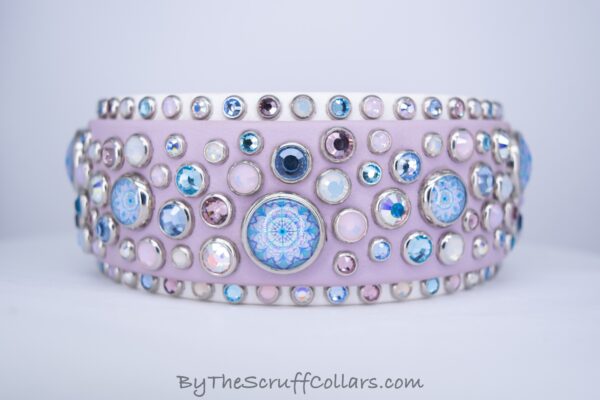 12-14" Circus 1989 coded 2" Collar Lavender/White w/Nickel Hardware 1.5" Buckle