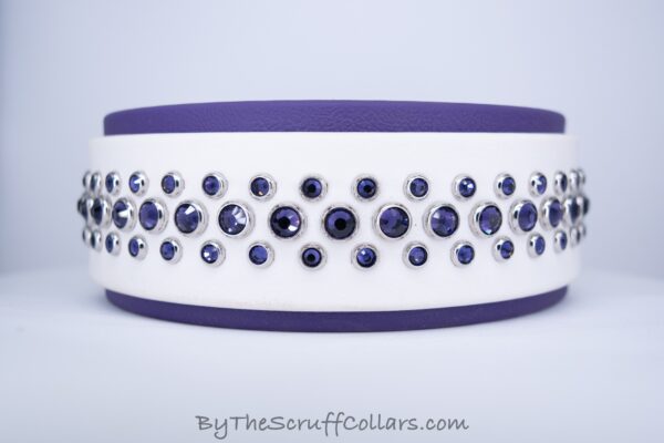 13.5-15.5" Tris 2" Collar White/Purple w/Nickel Hardware 1.5" Buckle