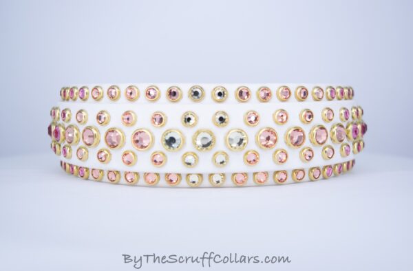 12.5-14.5" Sunrise Ombre 1.5" collar White/White w/Brass Hardware 1" Buckle