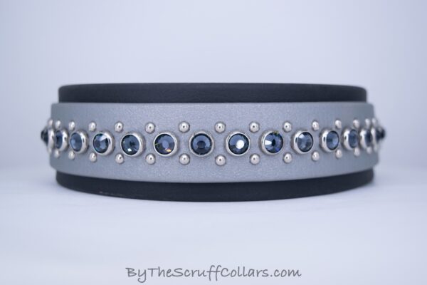 14-16" Adeline 1.5" collar Silver/Black w/Nickel Hardware 1" Buckle