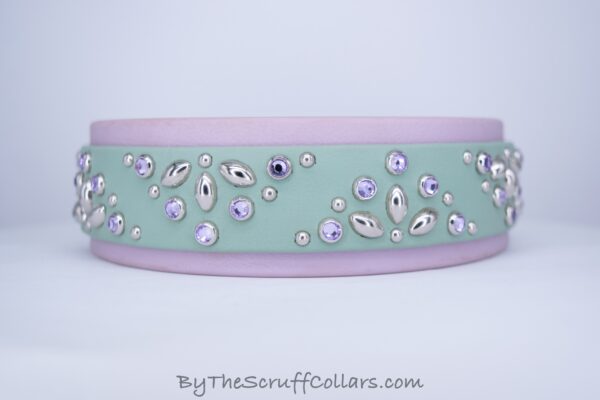 14-16" Daphne 1.5" collar Sage/Lavender w/Nickel Hardware 1" Buckle