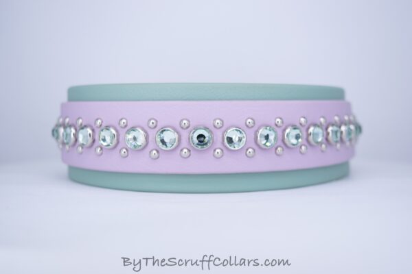 13.5-15.5" Adeline 1.5" collar Lavender/Sage w/Nickel Hardware 1" Buckle