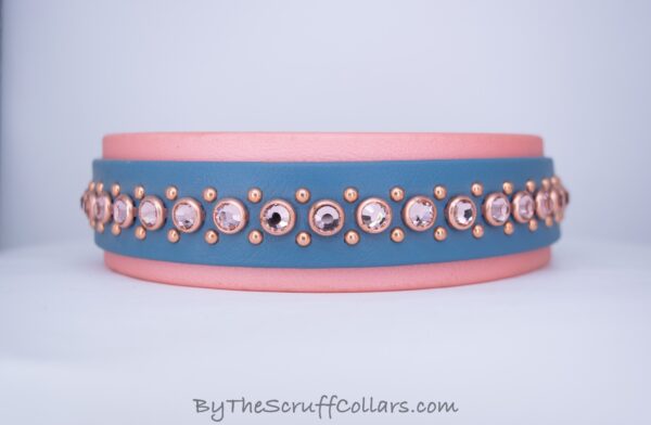 14.5-16.5" Adeline 1.5" collar Petrol/Rose Gold w/Rose Gold Hardware 1" Buckle