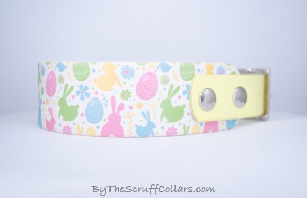 13.25-15.25" Bunnies & Eggs 1.5" UV Print/Pastel Yellow w/Nickel Hardware 1" Taper