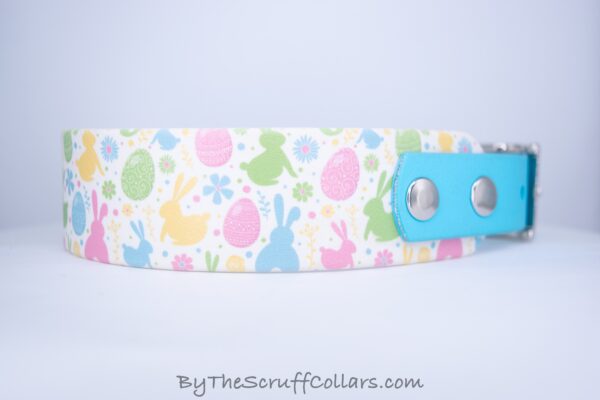 14.25-16.25" Bunnies & Eggs 1.5" UV Print/Light Blue w/Nickel Hardware 1" Taper