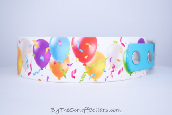 14.5-16.5" Balloons & Confetti 1.5" UV Print/Light Blue w/Nickel Hardware 1" Taper