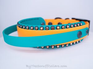 14-16" Handle Collar Apricot/Teal 1.5" w/Black Hardware & 1" Buckle