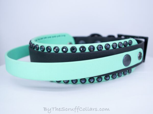 13.5-15.5" Handle Collar Black/Seafoam 1.5" w/Black Hardware & 1" Buckle