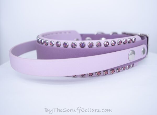 14-16" Handle Collar Mauve/Lavender 1.5" w/Nickel Hardware & 1" Buckle