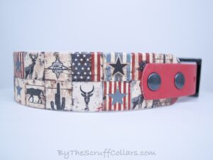 14.5-16.5" Wild West8 1.5" UV Print/Crimson w/Black Hardware 1" Taper