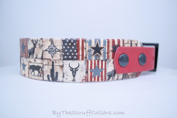 14.5-16.5" Wild West8 1.5" UV Print/Crimson w/Black Hardware 1" Taper