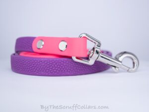 4ft Purple/Neon Pink Two-Tone Grippy Leash w/Nickel