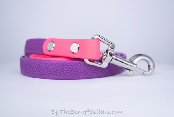 4ft Purple/Neon Pink Two-Tone Grippy Leash w/Nickel