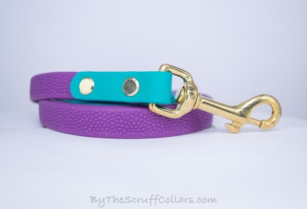 4ft Purple/Teal Two-Tone Grippy Leash w/Brass