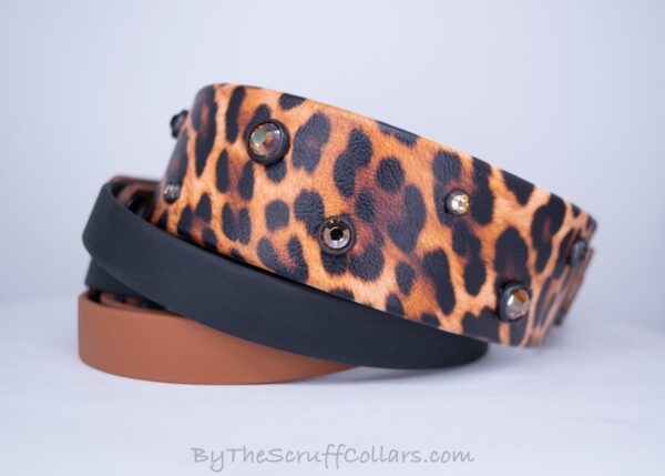 14-17" Leopard UV Print/Caramel & Black 1.5" French Martingale w/Black Hardware 1" taper