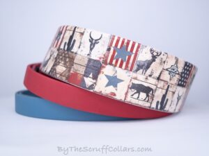 16-19" Wild West8 UV Print/Crimson & Petrol Blue 1.5" French Martingale w/Black Hardware 1" taper