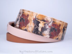 16-19" Wild West3 UV Print/Caramel & Tan 1.5" French Martingale w/Black Hardware 1" taper