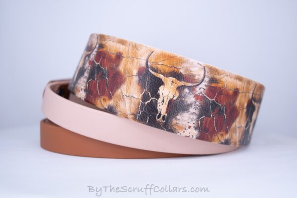 16-19" Wild West3 UV Print/Caramel & Tan 1.5" French Martingale w/Black Hardware 1" taper