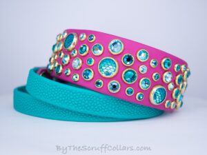 14-17" Chaos 1.5" Magenta/Teal Grippy Handle French Martingale w/Brass Hardware 1" taper