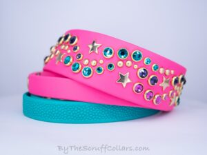 14.5-17.5" Nixon 1.5" Hot Pink/Teal Grippy Handle French Martingale w/Brass Hardware 1" taper