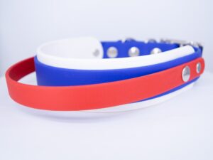 15-17" Handle Collar red/blue/white 1.5" w/Nickel Hardware & 1" Buckle