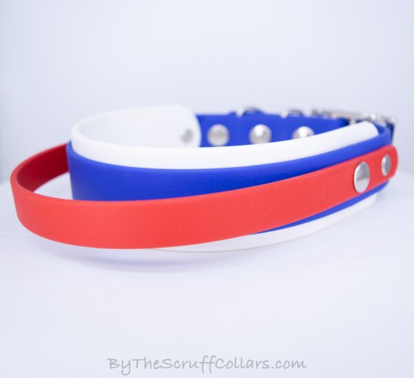 15-17" Handle Collar red/blue/white 1.5" w/Nickel Hardware & 1" Buckle