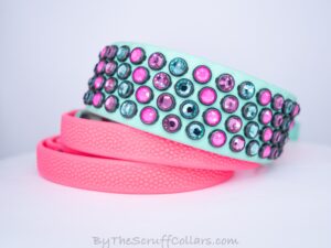 14-17" Famous 1.5" Seafoam/Neon Pink Grippy Handle French Martingale w/Black Hardware 1" taper