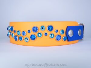 14.5-16.5" Double Aurora 1.5" Two-Tone Collar Apricot/Royal Blue w/Nickel Hardware 1" Taper