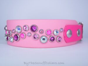 12.5-14.5" Double Aurora 1.5" Two-Tone Collar Pastel Pink/Hot Pink w/Nickel Hardware 1" Taper