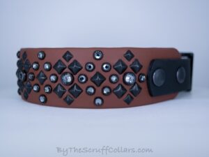 13-15" Kinetic 1.5" Two-Tone Collar Mocha/Black w/Black Hardware 1" Taper