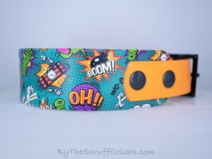 12.5-14.5" Comic Pop Teal 1.5" UV Print/Apricot w/Black Hardware 1" Taper
