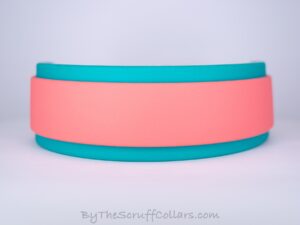 13-15" No Bling Coral Pink/Teal 1.5" collar w/Nickel Hardware 1" Buckle