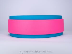 11.5-13.5" No Bling Hot Pink/Turquoise 1.5" collar w/Nickel Hardware 1" Buckle