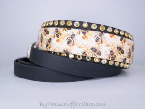 12.5-15.5" Honey Bees UV Print/Black 1.5" French Martingale w/Brass Hardware 1" taper