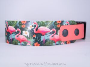 13-15" Flamingos 1.5" UV Print/Coral w/Black Hardware 1" Taper
