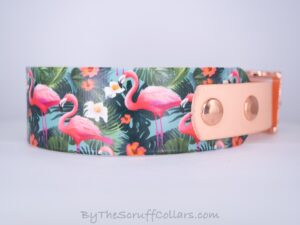 12-14" Flamingos 1.5" UV Print/Peach w/Rose Gold Hardware 1" Taper