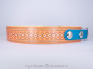 15-17" Tribal Orange UV Print/Turquoise w/Nickel Hardware 5/8" Taper