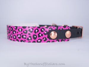 13-15" Wild Jaguar Pink2 UV Print/Black w/Rose Gold Hardware 5/8" Taper