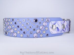 15-17" Summit 1.5" Two-Tone Collar Periwinkle/Watercolor Herringbone UV Print w/Nickel Hardware 1" Taper